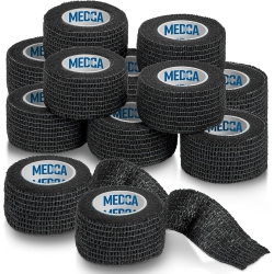 MEDCA Self-Adherent Cohesive Bandage - Pack Of 12 Rolls - 1" Wide X 5 Yards - Athletic Sports Tape for Medical Use, Sports, First Aid And Helps