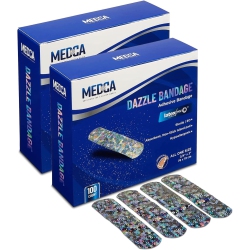 MEDCA Glitter Bandages for Kids -(200 Count Box) Adhesive Bandage Strips W/colorful Glitter Design & Latex-Free Individually Wrapped Strips for First