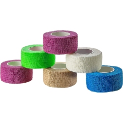 MEDCA Self Adherent Cohesive Wrap Bandages - (Pack Of 6 Rolls) 1 Inch X 5 Yards \w Strong Elastic And Colorful First Aid Tape for Sprain Swelling And