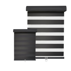 HAUZ 1836Blkcd - 18" X 36" Alternating Shade Window Shade, Cordless In Black
