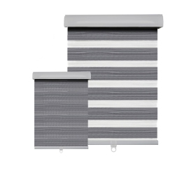HAUZ 2284Wdgrycd - 22" X 84" Alternating Shade Window Shade, Cordless, Wood Grain In Grey