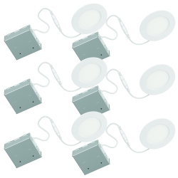 BAZZ 6 Pack 4-Inch Led Select Recessed Light Fixtures, Disk5Cct4W6 In White