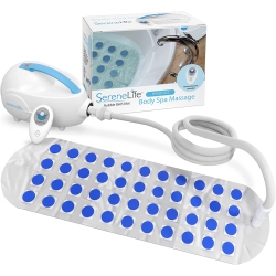 SERENELIFE Portable Spa Bubble Bath Massager - Thermal Spa Waterproof Non-Slip Mat \w Suction Cup Bottom, Motorized Air Pump & Adjustable Bubble