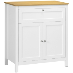 HOMCOM Storage Cabinet, Sideboard Buffet Cabinet With Drawer, Double Door Cupboard And Adjustable Shelf In White