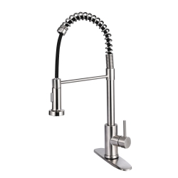 LIVINGBASICS 304 Stainless Steel Single-Handle Pull-Down Spring Sprayer Kitchen Sink Faucet, 360 Degree Rotation - ®