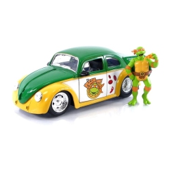 JADA 1959 Volkswagen Drag Beetle With Michelangelo Diecast Figureteenage Mutant Ninja Turtles