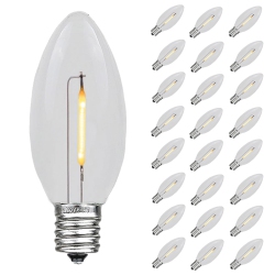 NOVELTY LIGHTS LLC Novelty Lights 25 Pack C9 Led Filament Bulbs, Shatterproof Plastic Replacement Christmas Lights, E17 Base for Indoor/outdoor