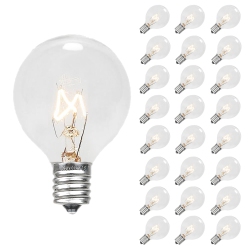 NOVELTY LIGHTS LLC Novelty Lights 25 Pack G40 Outdoor Globe Replacement Bulbs, C7/e12 Candelabra Base, 5 Watt