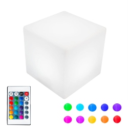 NOVELTY LIGHTS LLC Novelty Lights RGB Cube Rechargeable Night Light, Waterproof Mood Lighting \w Remote Control, Color-Changing Glow Cube For