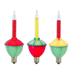 NOVELTY LIGHTS LLC Novelty Lights Replacement Glitter Bubble Lights 3 Pack, Vintage Glass Holiday Bulbs \w Flowing Glittery Liquid, 5 Watts Each