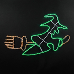 NOVELTY LIGHTS LLC Novelty Lights Led Green And Halloween Witch Rope Light Motif Sculpture, Halloween Decorations In Orange