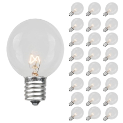 NOVELTY LIGHTS LLC Novelty Lights 25 Pack G30 Outdoor Globe Replacement Bulbs, C7/e12 Candelabra Base, 5 Watt