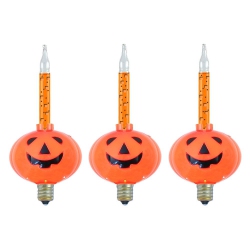 NOVELTY LIGHTS LLC Novelty Lights Pumpkin Bubble Lights Liquid \w Jack-O-Lantern Base, Halloween Bulbs \w Flowing Liquid, 5 Watts Each, C7/e12 Base
