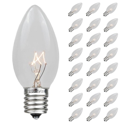 NOVELTY LIGHTS LLC Novelty Lights 25 Pack C9 Outdoor Christmas Replacement Bulbs, E17/c9 Intermediate Base, 7 Watt