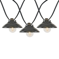 NOVELTY LIGHTS LLC Novelty Lights 11 Feet 10 Light Decorative Led G40 Outdoor Shaded String Lights With Metal Shades for Patio, Yard, Or Gazebo