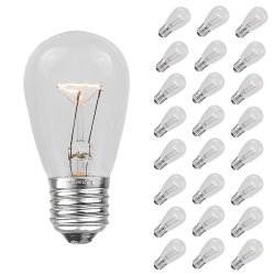 NOVELTY LIGHTS LLC Novelty Lights 25 Pack S14 Outdoor Patio Edison Replacement Bulbs, E26 Medium Base, 11 Watt
