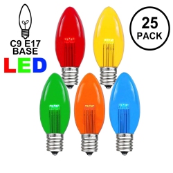 NOVELTY LIGHTS LLC Novelty Lights 25 Pack C9 Led Outdoor String Light Patio Christmas Replacement Bulbs, C9/e17 Base, .75 Watt
