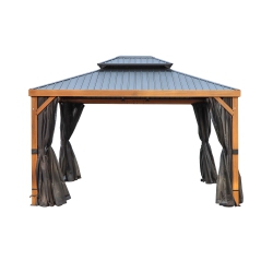GAZEBO PENGUIN Yosemite Gazebo Aluminum Frame Wood Finish 10 F X 12