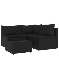 VIDAXL 4 Piece Garden Lounge Set With Cushions Poly Rattan In Black