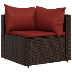 VIDAXL Garden Corner Sofa With Cushions Poly Rattan In Brown