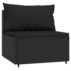 VIDAXL Garden Middle Sofa With Cushions Poly Rattan In Black