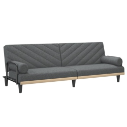 VIDAXL Sofa Bed With Armrests Dark Fabric In Grey