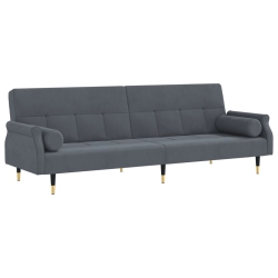 VIDAXL Sofa Bed With Cushions Dark Velvet In Grey