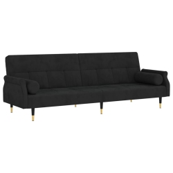 VIDAXL Sofa Bed With Cushions Velvet In Black