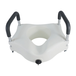 BYTREX Raised Toilet Seat With Removable Arms Provides A 4 Inch Rise With Features Removable Integral Armrests, Fits Most Of Toilets Color In White