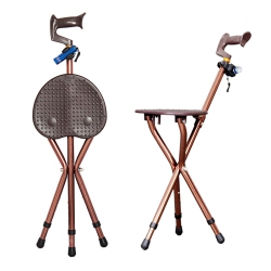 BYTREX , Adjustable Aluminum Bariatric Folding Walking 3-Legged Cane With Seat