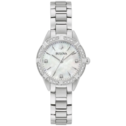 BULOVA Ladies Sutton Quartz Watch 28MM Silver-Tone Stainless Steel Case And Bracelet With Dial (96R253) In White