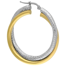 LE REVE SILVER Bronzoro 2-Tone Double Hoop Earrings In 18K Gold & Silver Over Bronze In Yellow