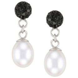 LE REVE SILVER Le Reve Collection Pearl Drop Earrings In Sterling