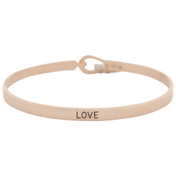 LE REVE SILVER Inspirational Modern Love Rose Plated Sterling Silver Bangle In Gold