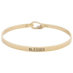 LE REVE SILVER Inspirational Modern Blessed Plated Sterling Silver Bangle In Gold