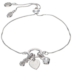 LE REVE SILVER Inspirational Modern Endless Love & Passion Bolo Rhodium Plated Sterling Bracelet