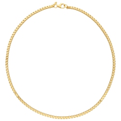 BRONZORO 20" 18K Gold Plated Over Bronze Modern Heavy Box Chain In Yellow