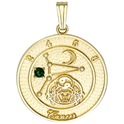 TALISMAN CREATIONS Cancer Pendant In 10K Gold With Round Emerald In Yellow