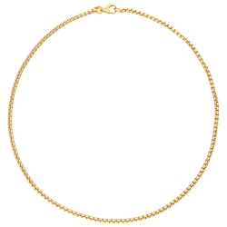 BRONZORO 22" 18K Gold Plated Over Bronze Modern Round Box Chain In Yellow