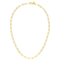 BRONZORO 18" 18K Gold Plated Over Bronze Paper Clip Link Chain In Yellow