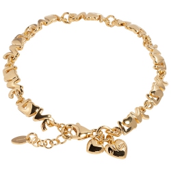 BRONZORO Love Link Bracelet With Heart & Mom Charms In Gold In Yellow