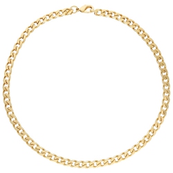 BRONZORO 22" 18K Gold Plated Over Bronze Diamond Cut Curb Chain In Yellow