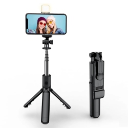 ULTREND 3-In-1 Selfie Stick Tripod \w Rechargeable Fill Light & Wireless Remote – 360° Rotation, 10M Range, Foldable & Portable Stand For