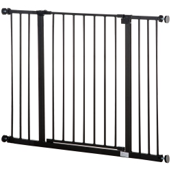 PAWHUT 30 Inch Tall Pet Gate \w Door, 30"-42" Wide Dog Gate And Barrier Indoor for Stairs Includes 4", 6" Extensions Kit, Pressure-Mounted Safety