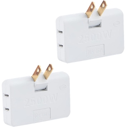 TEDLIN 2 Pack Of 3 Way Flat Wall Outlet Extender 2Pin Swivel Mini Indoor Power Outlet Expander Plug Us Extension Travel Adapter Power Strip