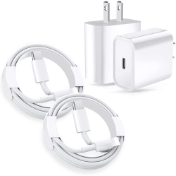 TEDLIN 20W USB-C Rapid Charger With 2M 6.6Ft Cable for Iphone 14, 13, 12, 11, X, Pro, Pro Max, Ipad, Ipad Pro, Air, Airpods - 2 Pack