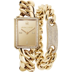 KENDALL KYLIE Kendall + Kylie Watch And Bracelet Set Elegant Ladies Watch, Sunray Rectangular Dial, Quartz Movement (A0373G-42-A27) In Gold