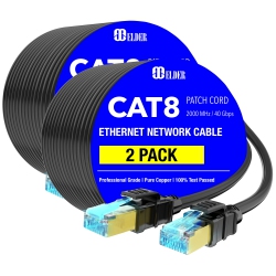 ELDER Cat8 Ethernet Cable 150Ft Network Cable X2 Pack High Speed 40GBps 2000Mhz Patch Cord LAN Heavy Duty Shielded Cat 8 Rg45 Cable Poe Internet Wire