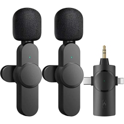 ULTRENDS 3-In-1 Dual Wireless Lavalier Microphone, 2.4G Built-In Noise Reduction, 360 Omnidirectional Voice Pickup, 120 Meters Wireless Receiving