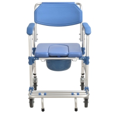 BYTREX Light Weight Shower Commode Chair Personal Mobility Assist Toilet Commode Wheelchair Transport Rolling Chair Waterproof \w Arm And Footrests